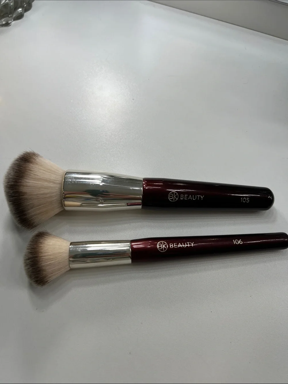 BK Beauty Face Brush Set in Deep Burgundy (105 & 106) EUC